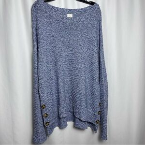 Joie Textured Blue Knit Oversized Chunky Sweater with Buttons sz L